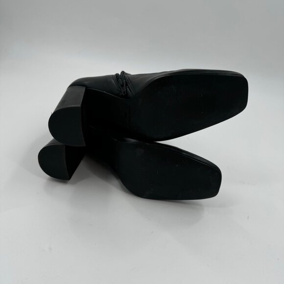 Steve Madden Lourde Black Leather square toe Block Heel Ankle Boots Size 8 - Picture 8 of 9